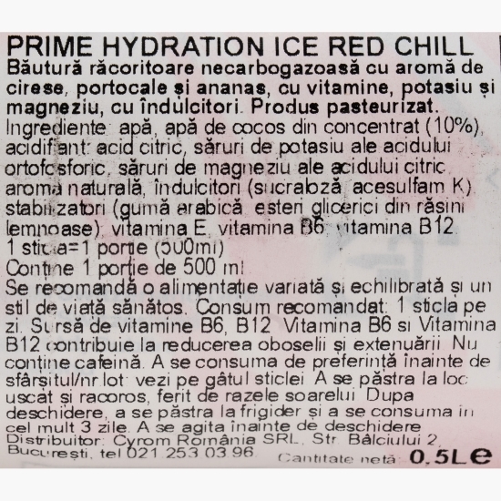 Băutură rehidratare Ice Red Chill cu aromă de cireșe, portocale și ananas 0.5l