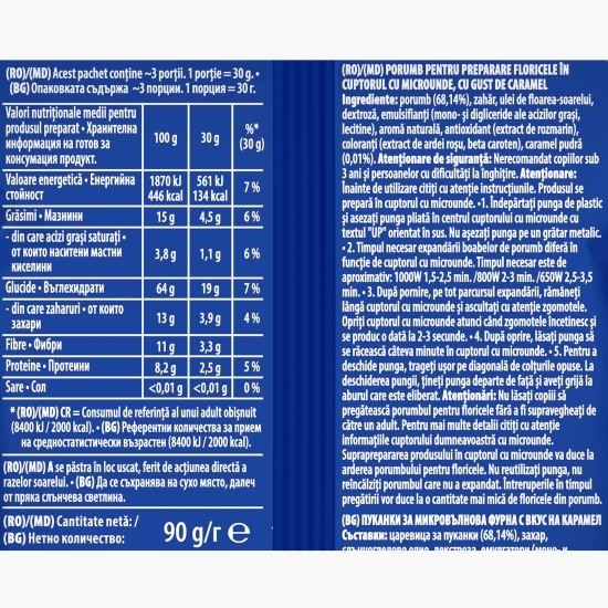 Popcorn microunde cu gust de caramel 90g