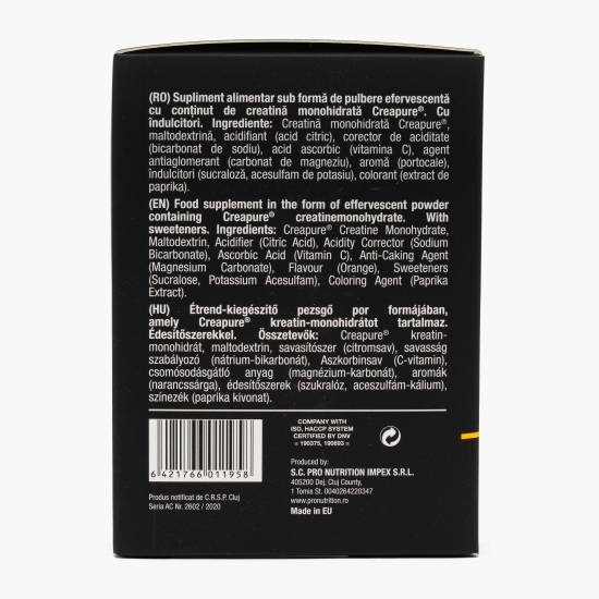 Supliment alimentar efervescent cu creatină monohidrată Creative FX, 25x10g