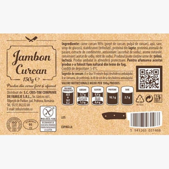 Jambon curcan 150g