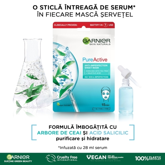 Mască șervețel anti-imperfecțiuni Pure Active 28g