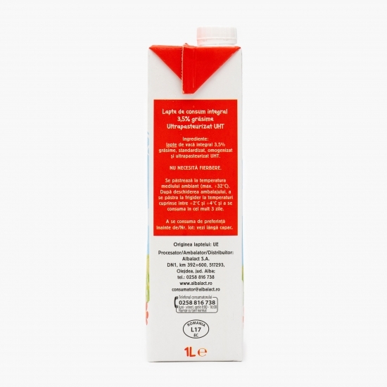 Lapte de consum integral UHT 3.5% grăsime 1l