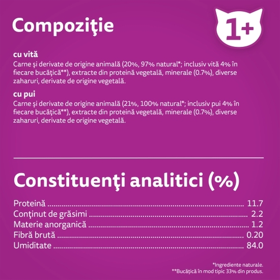 Hrană umedă pentru pisici adulte, 4 x 85g, Pure Delight selecții clasice în sos de carne 