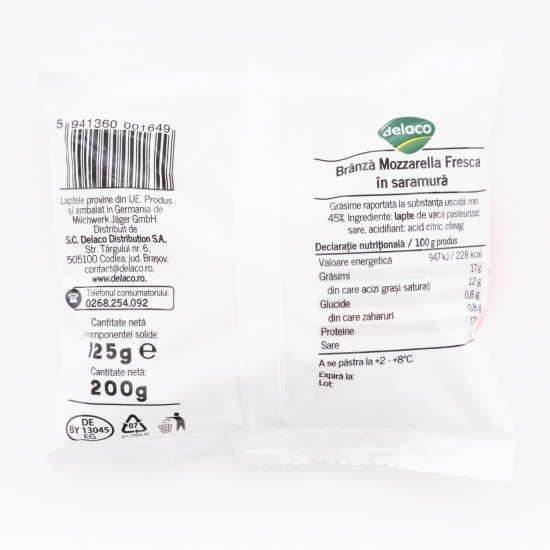 Mozzarella fresca în saramură 125g