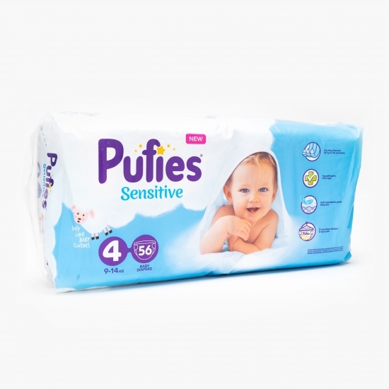 Scutece Sensitive Maxi Pack, mărimea 4, 9-14kg, 56 buc