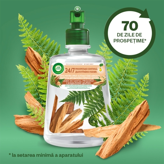 Rezervă odorizant de cameră spray automat fără aerosoli Lemn de Santal Proaspăt 228ml