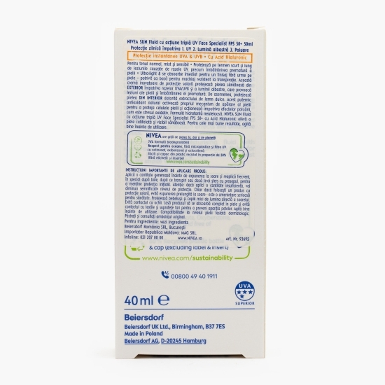 Fluid pentru ten cu protecție solară SPF50 Triple Protect 40ml