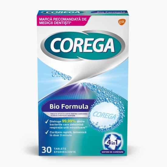 Tablete efervescente pentru curățarea zilnică a protezelor dentare Bio Formula, 30 buc