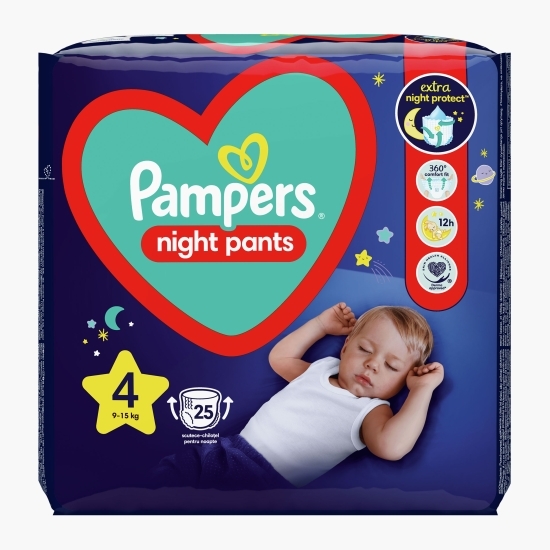 Scutece chiloțel Night Pants, mărimea 4, 9-15kg, 25 buc