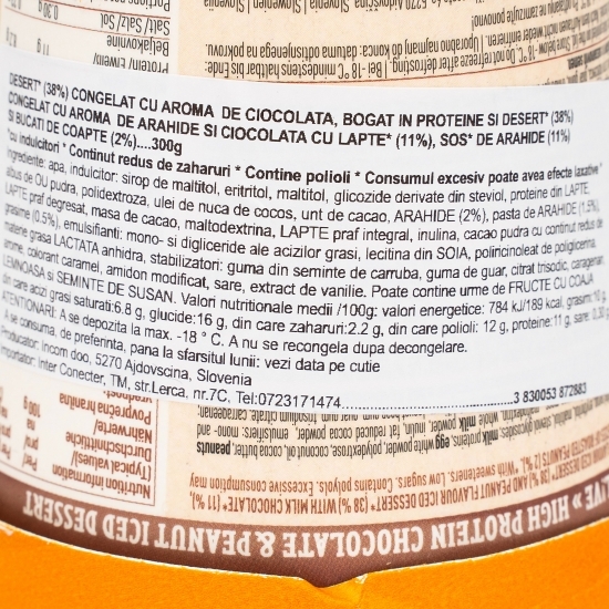 Înghețată High Protein cu ciocolată și arahide, fără zahăr 480ml