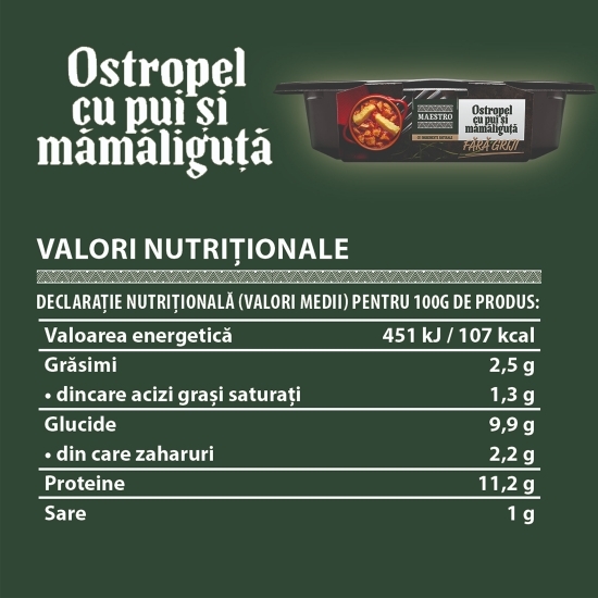 Ostropel cu pui și mămăliguță 400g