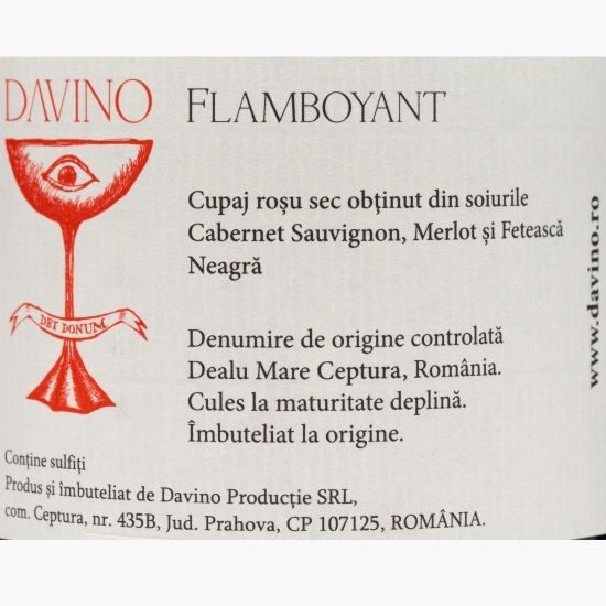Vin roșu sec Cabernet Sauvignon & Merlot & Fetească Neagră, 14.5%, 0.75l