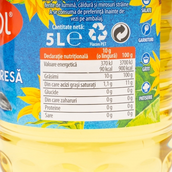 Ulei de floarea-soarelui de primă presă 5l
