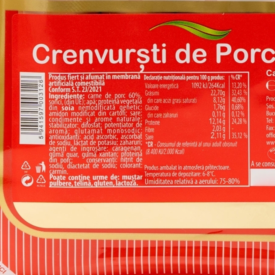 Crenvurști de porc extra 470g