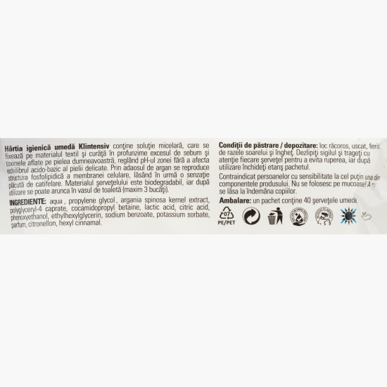 Hârtie igienică umedă (100% biodegradabilă) 40 buc