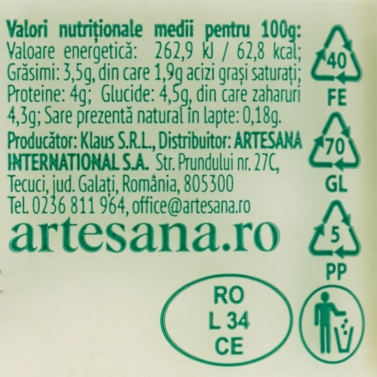 Iaurt natural din lapte de vacă cu bifidus 160g