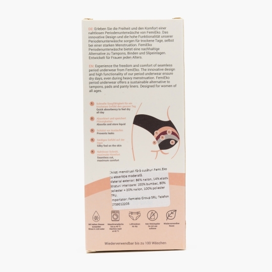 Chiloți menstruali fără cusături, flux moderat, mărimea L