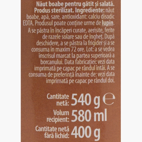 Năut boabe în saramură 540g 