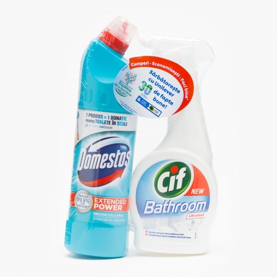 Pachet dezinfectant Extended Power 0.75l + Cif spray pentru baie Ultrafast 0.5l