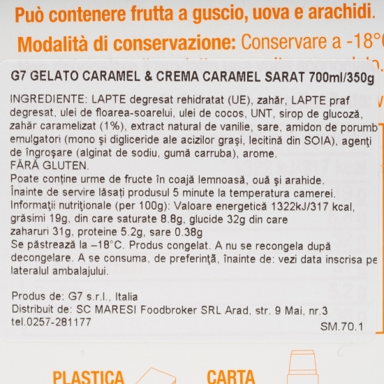 Înghețată (gelato) caramel cu cremă caramel sărat 350g