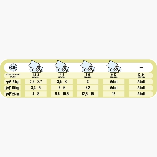 Hrană umedă pentru câini junior, 4 x 100g, cu pui și morcovi în sos