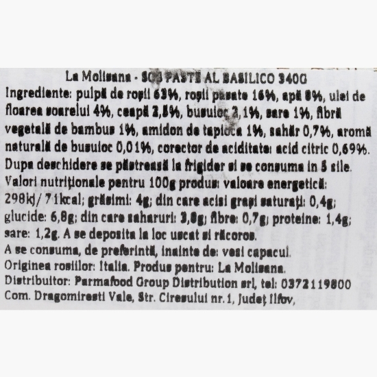 Sos pentru paste Al Basilico 340g