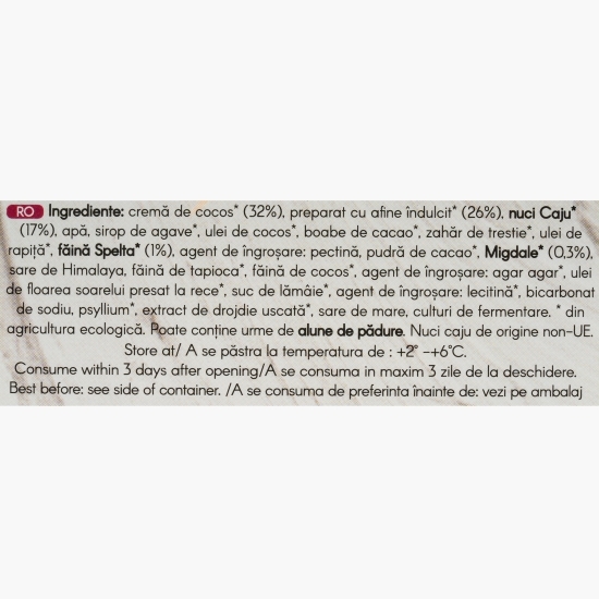 Cheesecake vegan din cremă de cocos și afine eco 150g