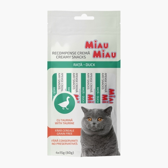 Recompense cremoase pentru pisici, cu rață, 4x15g (60g)