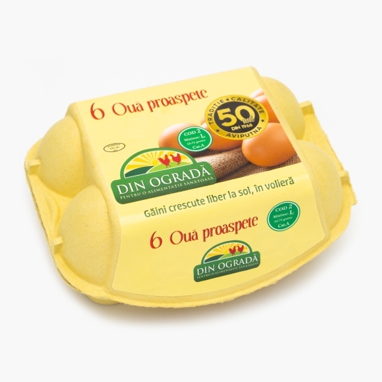 Ouă proaspete de la găini crescute la sol, mărimea L, 6 buc