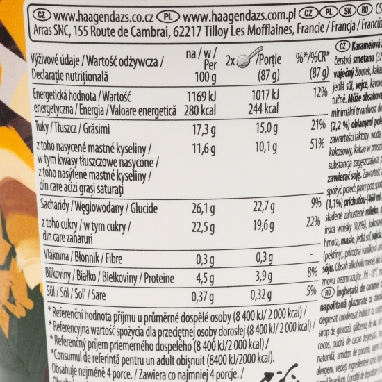 Înghețată de caramel cu sos de whisky irlandez 460ml