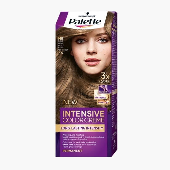 Vopsea de păr permanentă Intensive Color Cream, N6 (7-0) blond mediu, 110ml