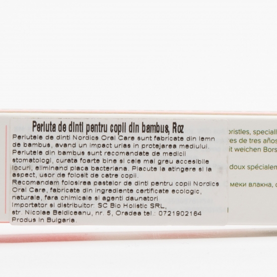 Periuță de dinți pentru copii, din bambus, +4 ani - roz