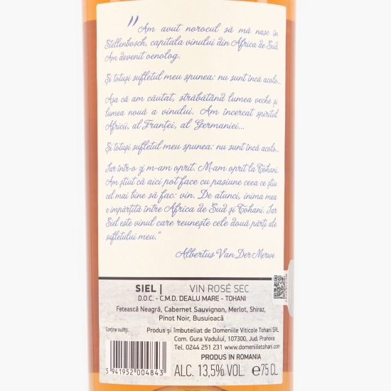 Vin rose sec Fetească Neagră, Cabernet Sauvignon, Merlot, Shiraz, Pinot Noir & Busuioacă, 13.5%, 0.75l