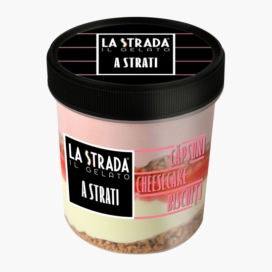 Înghețată cu căpșuni, cheesecake și biscuiți A Strati 473ml