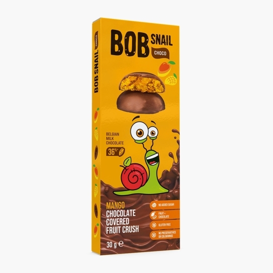 Dulciuri naturale fără zahăr din mango trase în ciocolată cu lapte belgiană 30g