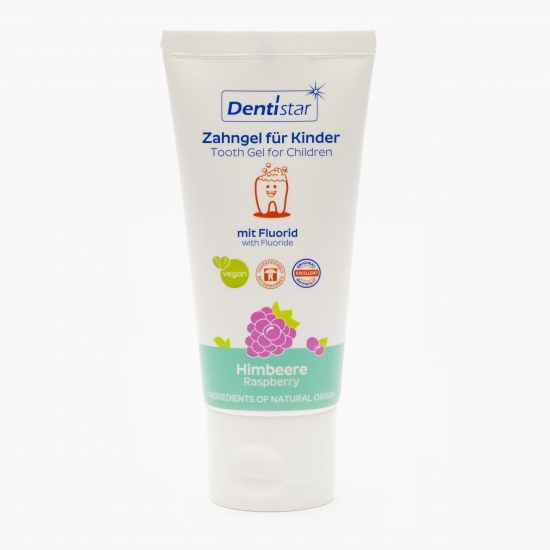 Pastă de dinți cu fluor pentru copii cu aromă de zmeură, +1 an, 60ml