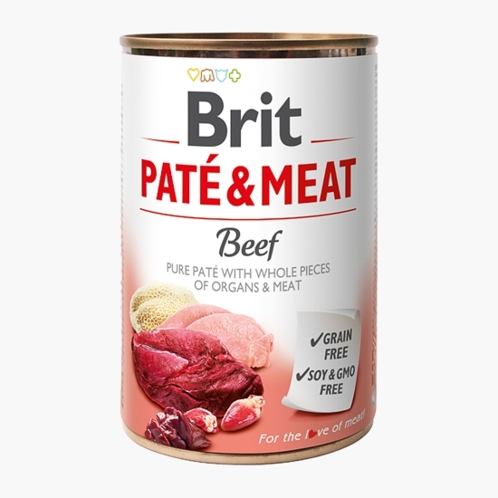 Hrană completă pentru câini adulți, cu pate și bucăți de carne, cu vită, 400g