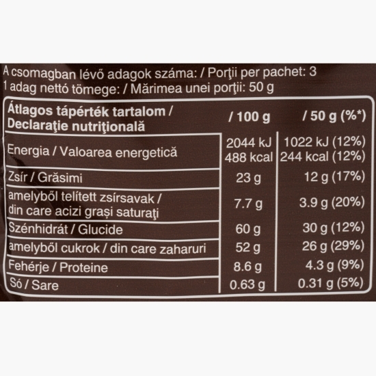 Batoane de ciocolată cu lapte, cu caramel și alune prăjite, 3x50g