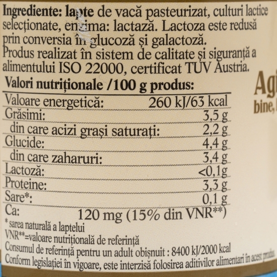 Kefir fără lactoză 3.5% grăsime 330g