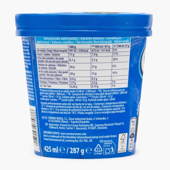 Înghețată cu vanilie, cu biscuiți cu cacao zdrobiți în bucățele 425ml