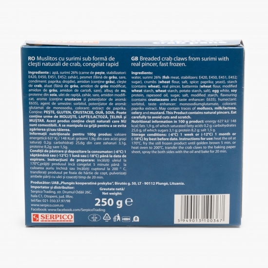 Clești naturali de crab pane 250g