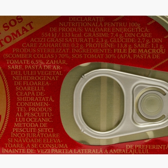File de macrou în sos tomat 115g