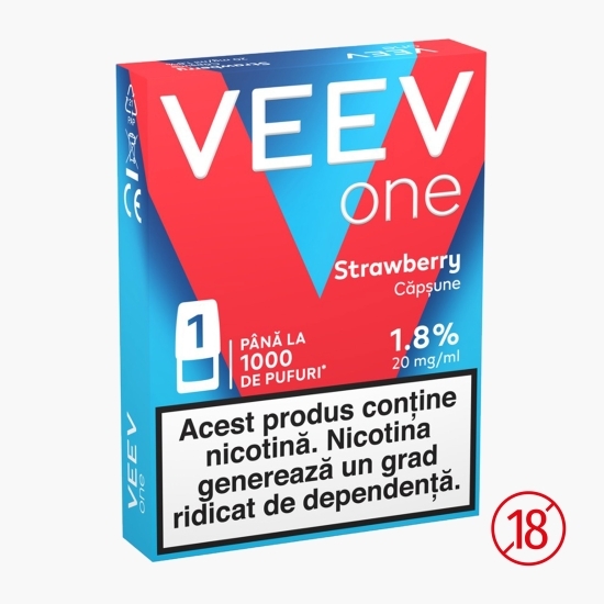 Caspulă pentru țigară electronică Strawberry 1.8%, 20mg/ml nicotină, 1000 puffs
