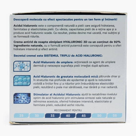Cremă antirid de noapte, Hyaluronic 3D, 50ml