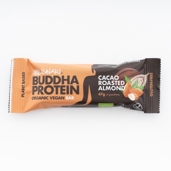 Baton proteic eco Buddha cu migdale prăjite și cacao 47g
