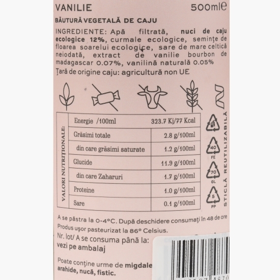 Băutură vegetală de caju cu vanilie 0.5l