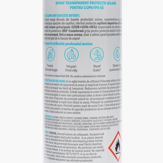 Loțiune spray protecție solară pentru copii SPF50, 150ml