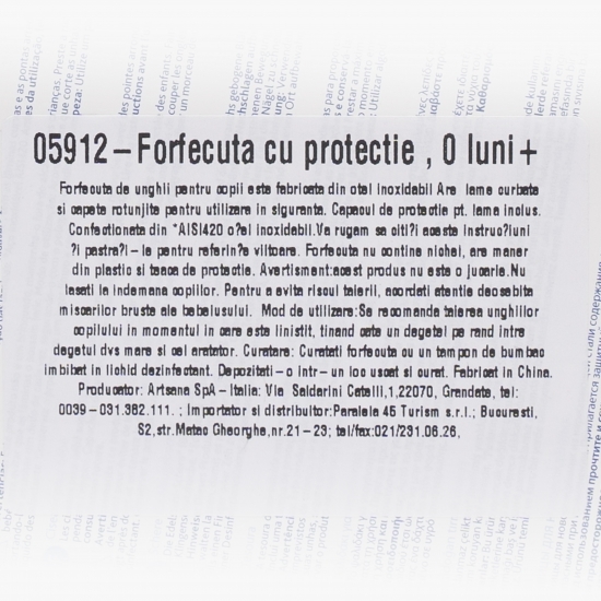 Forfecuță cu protecție pentru copii, roz, 0 luni+