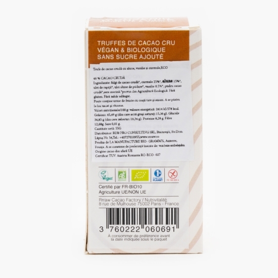 Trufe de cacao crudă cu alune, vanilie și curmale, eco 55g