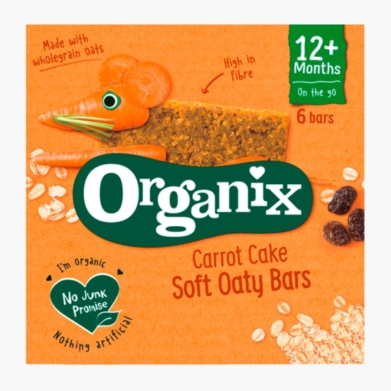 Batoane ecologice din ovăz integral cu morcov și mere, 6x23g, 12+ luni